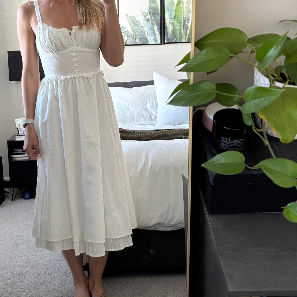 Ruffle Hem Cami Plain Midi Dress